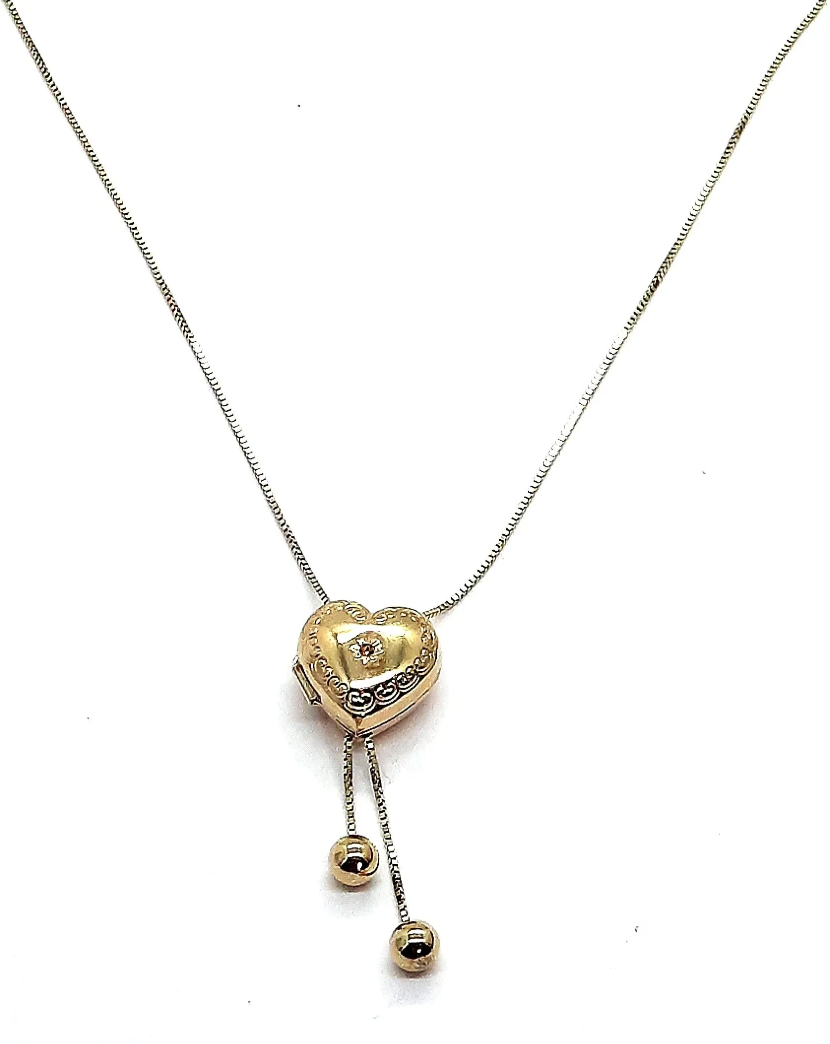 9ct Yellow Gold Chain Necklace with Heart Photo Locket