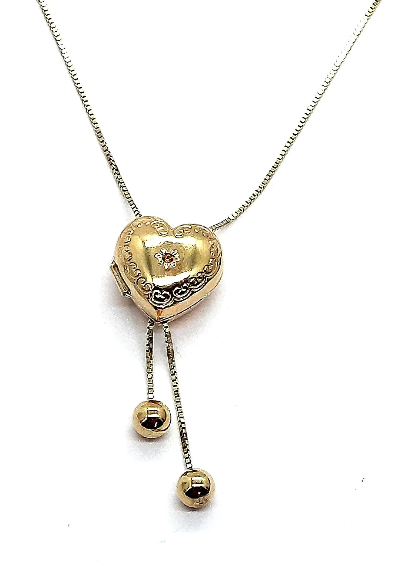 9ct Yellow Gold Chain Necklace with Heart Photo Locket