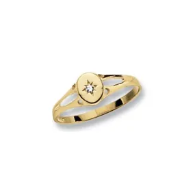 9ct Yellow Gold Maidens Signet Oval Zirconia Ring RN498