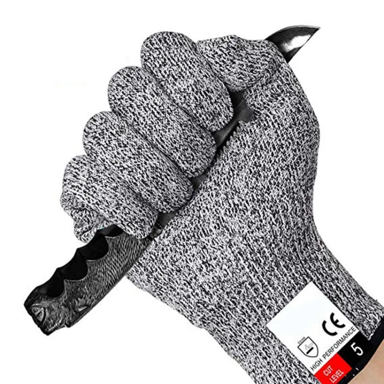 A Pair Cut-resistant Gardening Gloves HPPE Food-grade 5-Level Anti-cutting Anti-wear Safety Working Gloves, Size: M, Length: 22cm(Black)