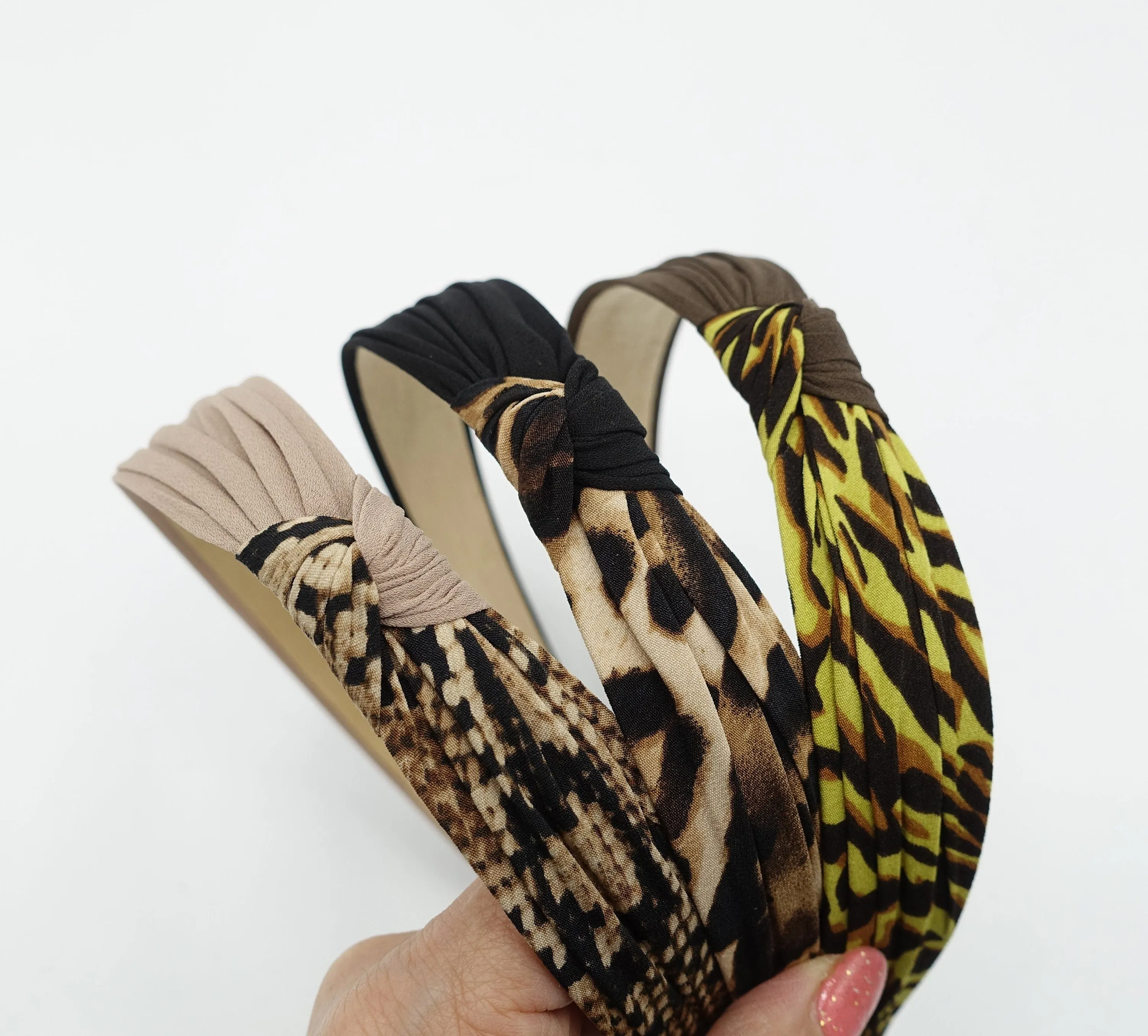 animal print headband two tone knotted hairband leopard python hair accessory for women