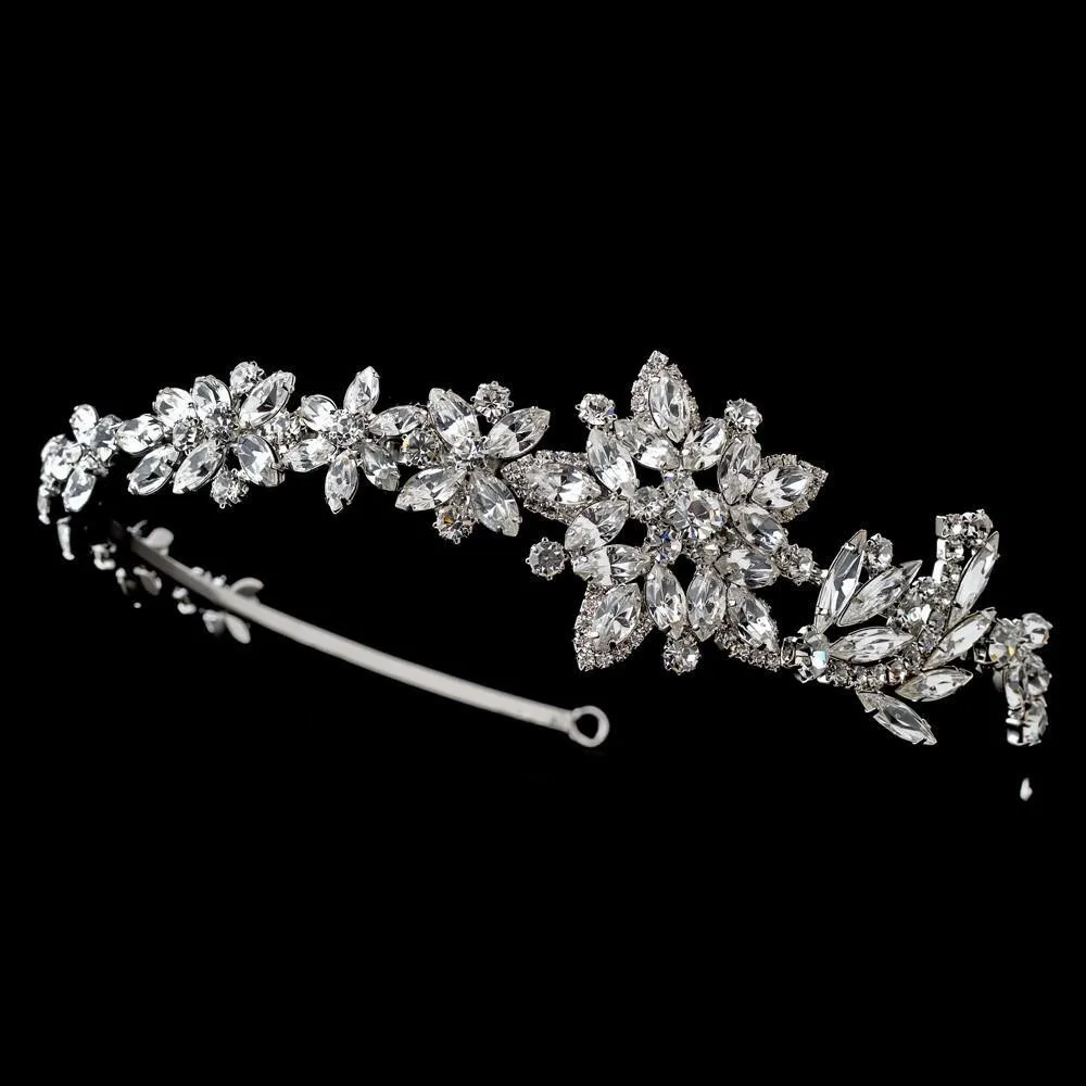 Antique Silver Vintage Bridal Headpiece with Side Accent