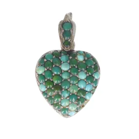 Antique Victorian Turquoise Heart Locket Charm