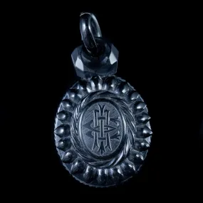 Antique Victorian Whitby Jet Locket Silver Circa 1860