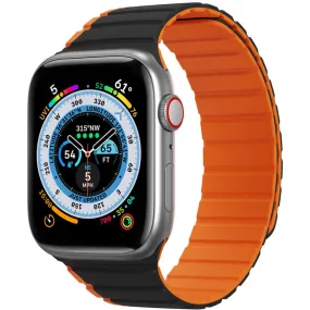 Apple Watch (38/40/SE/41/42mm) Dux Ducis LD-Series Magnetisk Silikone Rem - Sort / Orange