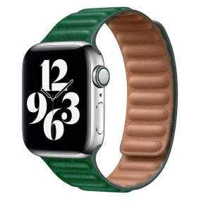 Apple Watch (38/40/SE/41/42mm) Lippa Magnetisk Læder Rem - Mørkegrøn