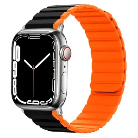 Apple Watch (38/40/SE/41/42mm) Lippa Magnetisk Silikone Multi Rem - Sort / Orange