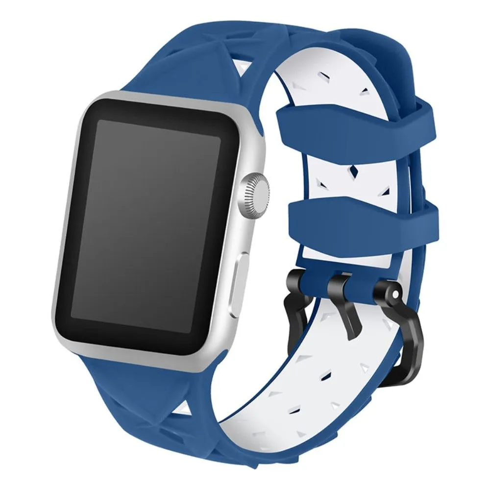 Apple Watch (41mm) dual color rhombus silicone watch strap - Blue / White