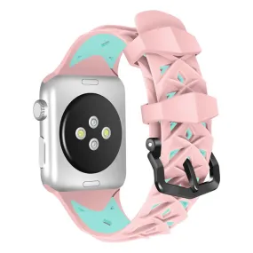 Apple Watch (41mm) dual color rhombus silicone watch strap - Pink / Green