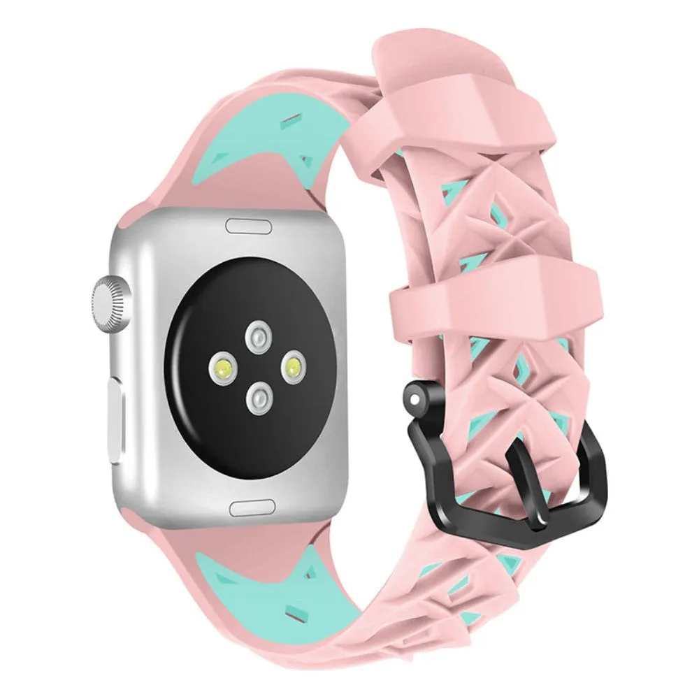 Apple Watch (41mm) dual color rhombus silicone watch strap - Pink / Green