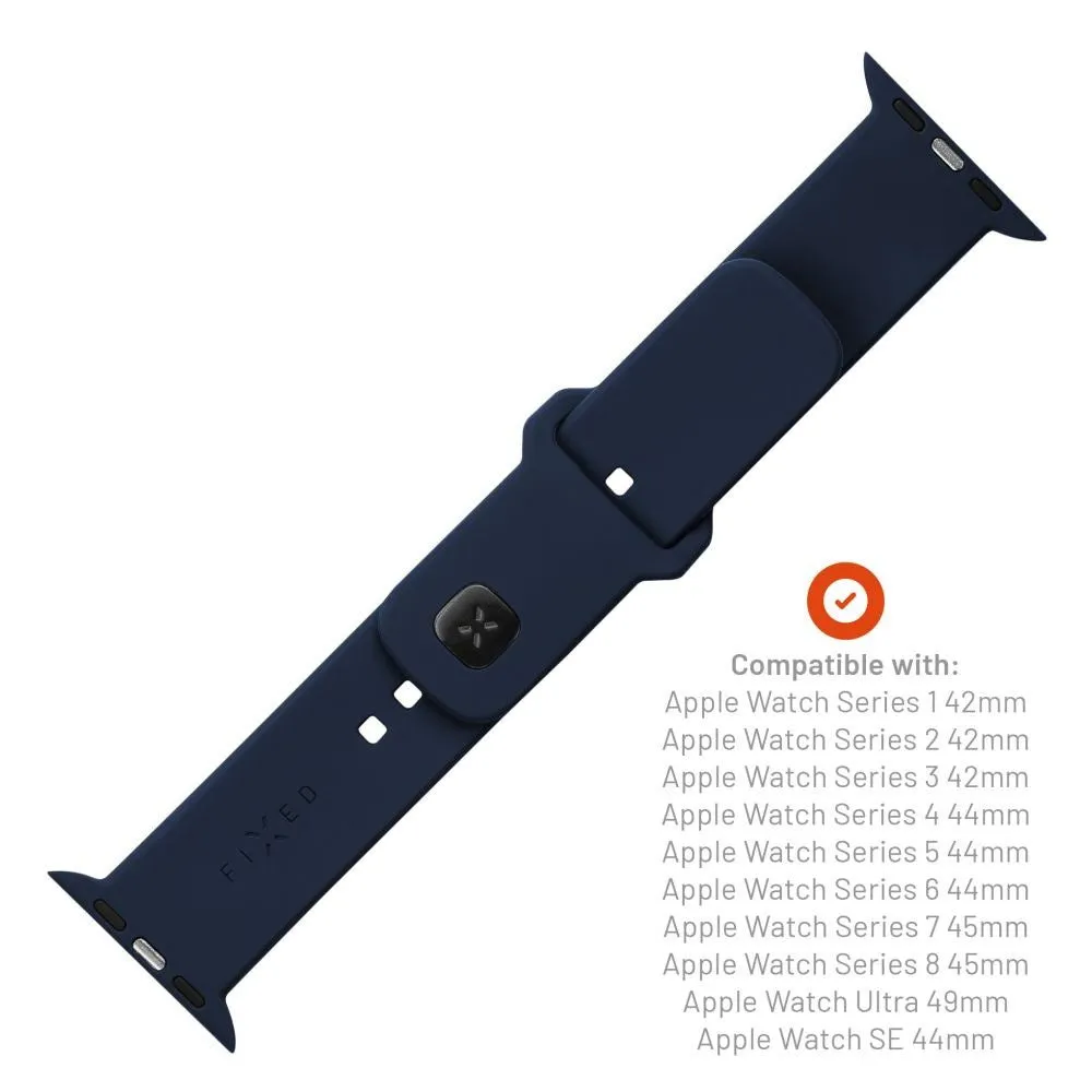 Apple Watch (42/44/SE/45/46/49mm) Fixed Wide Sporty Silikone Rem Sæt - Blå