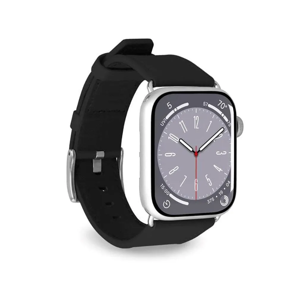 Apple Watch (42/44/SE/45/46/49mm) Puro E-CLASSIC Vegansk Læder Urrem - Sort