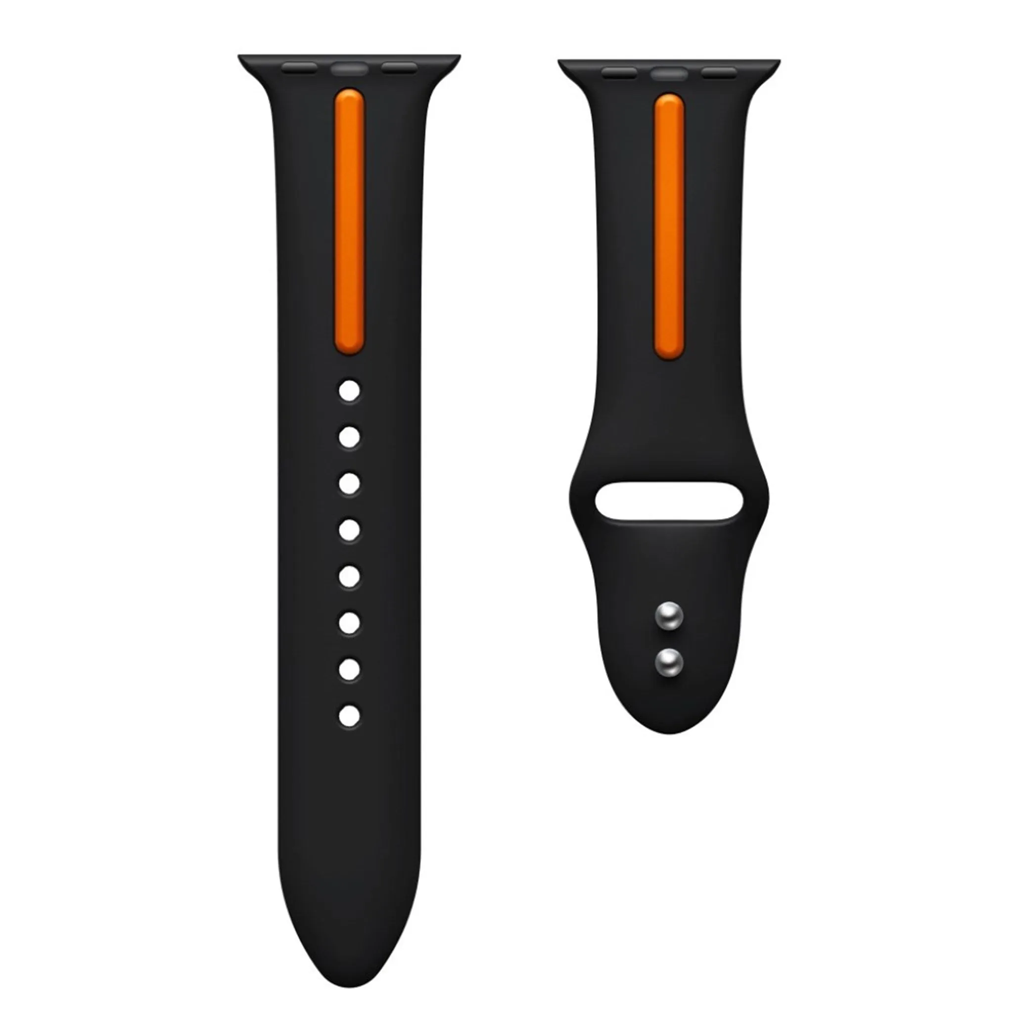 Apple Watch 42mm two-tone soft silicone watchband - Black   Orange