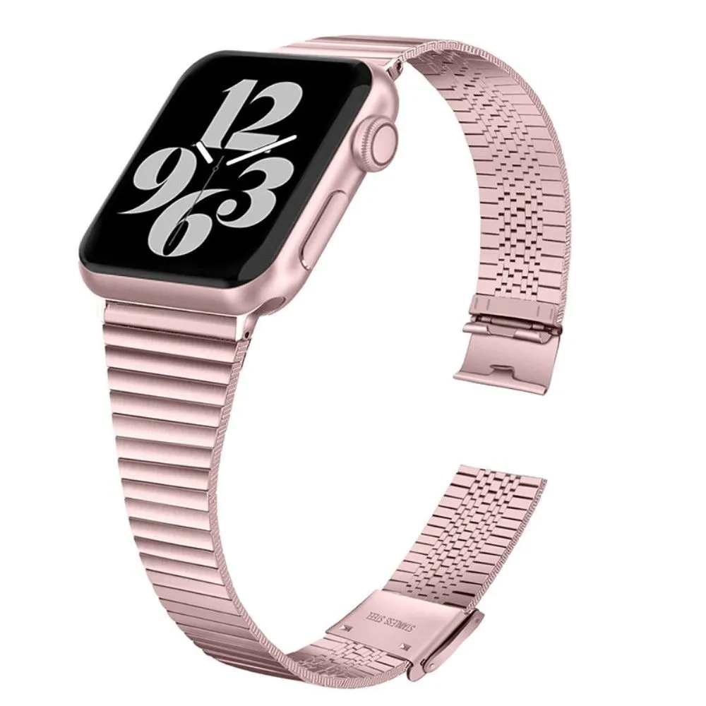 Apple Watch (45mm) stainless steel double buckle watch strap - Rose Pink