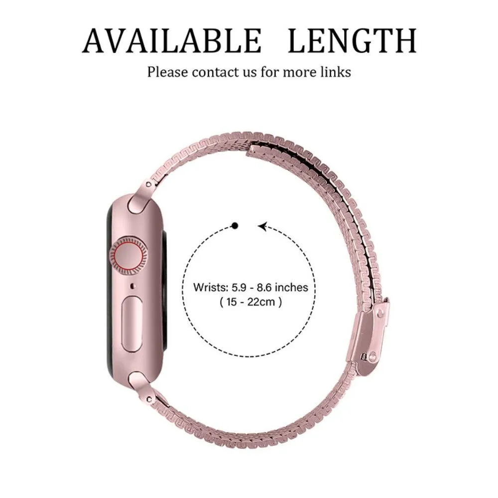 Apple Watch (45mm) stainless steel double buckle watch strap - Rose Pink