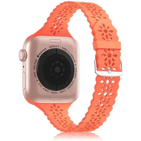 Apple Watch (45mm) stylish blossom silicone watch strap - Orange