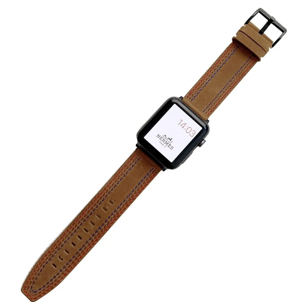 Apple Watch (45mm) stylish genuine leather watch strap - Brown