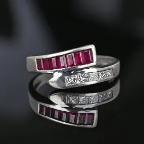 Baguette Ruby Princess Cut Diamond Snake Ring