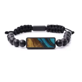 Bead Wood Resin Bracelet - Beverie (Teal & Gold, 576693)