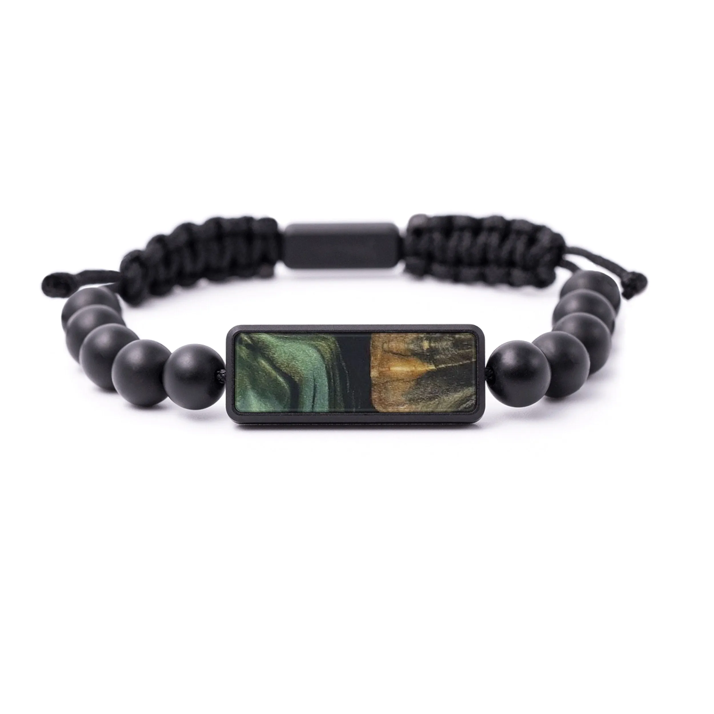 Bead Wood Resin Bracelet - Stephani (Dark Green, 585793)