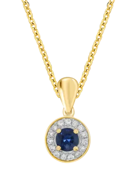 Blue Sapphire Pendant - 10ct Yellow Gold Blue Sapphire & Diamond Pendant - 786692