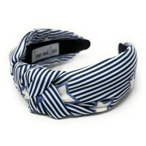 Blue Striped Stars Knot Headband