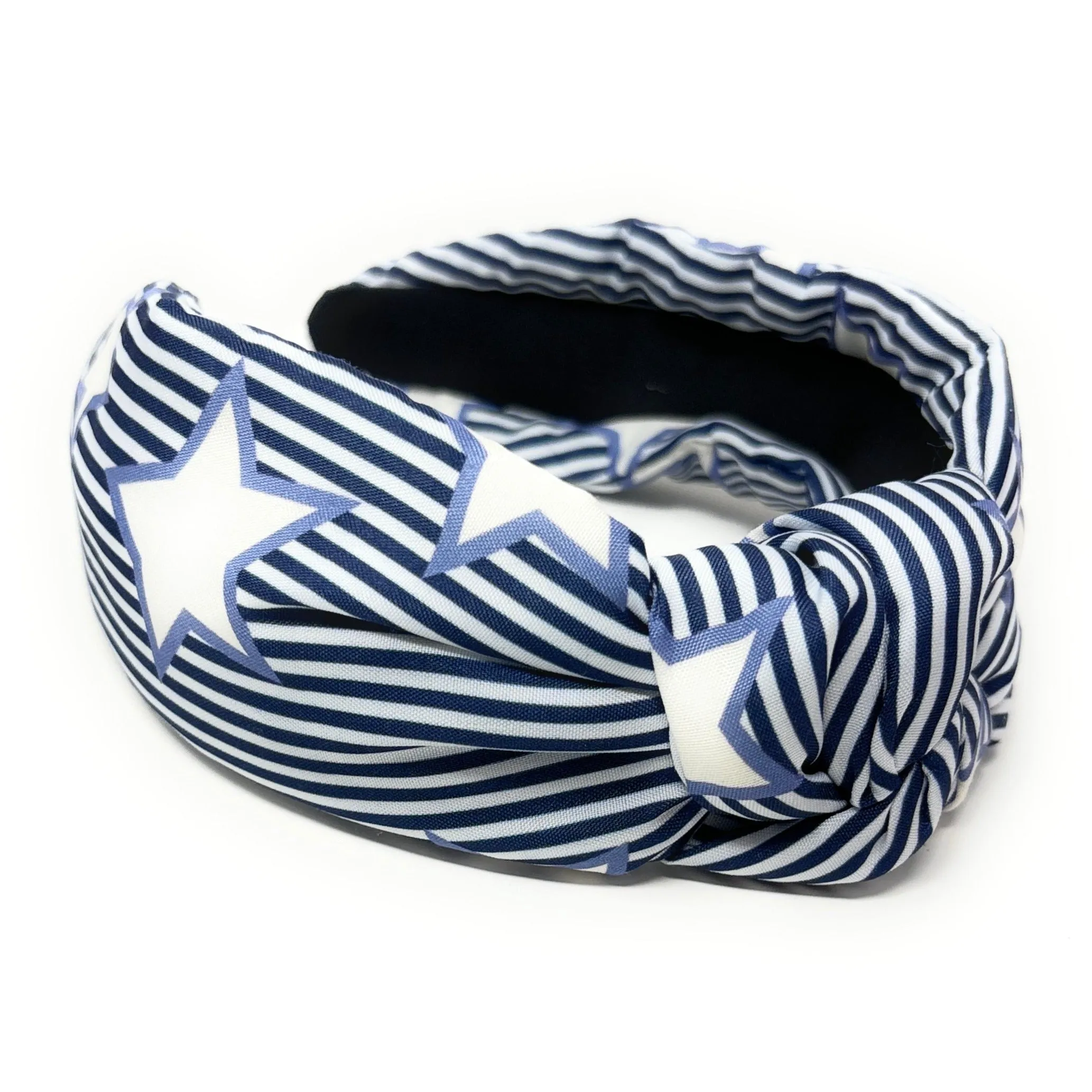 Blue Striped Stars Knot Headband