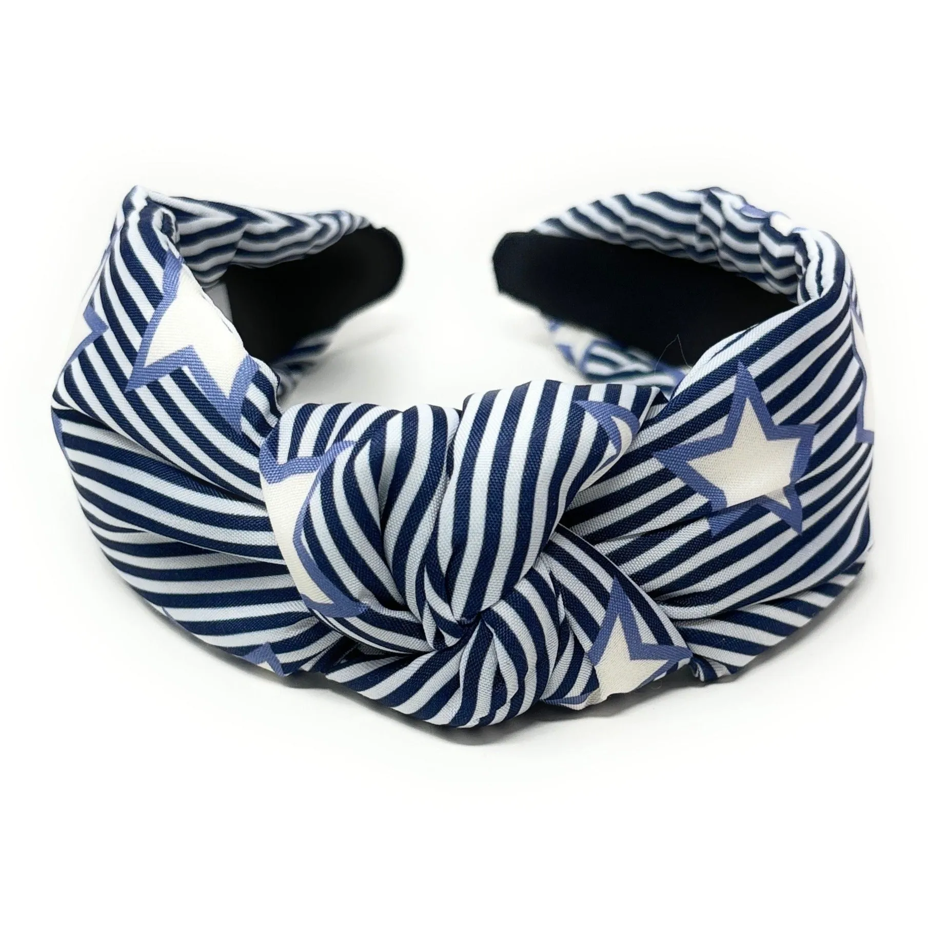 Blue Striped Stars Knot Headband