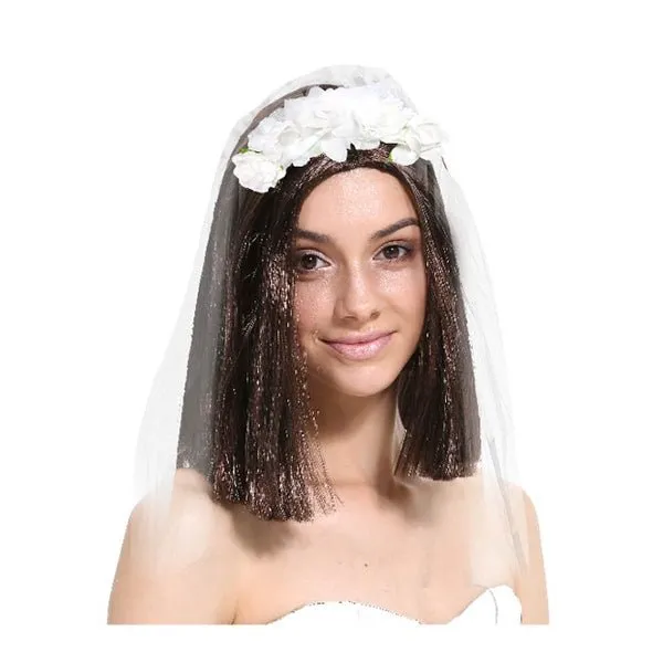 Bride Floral Headband with Veil