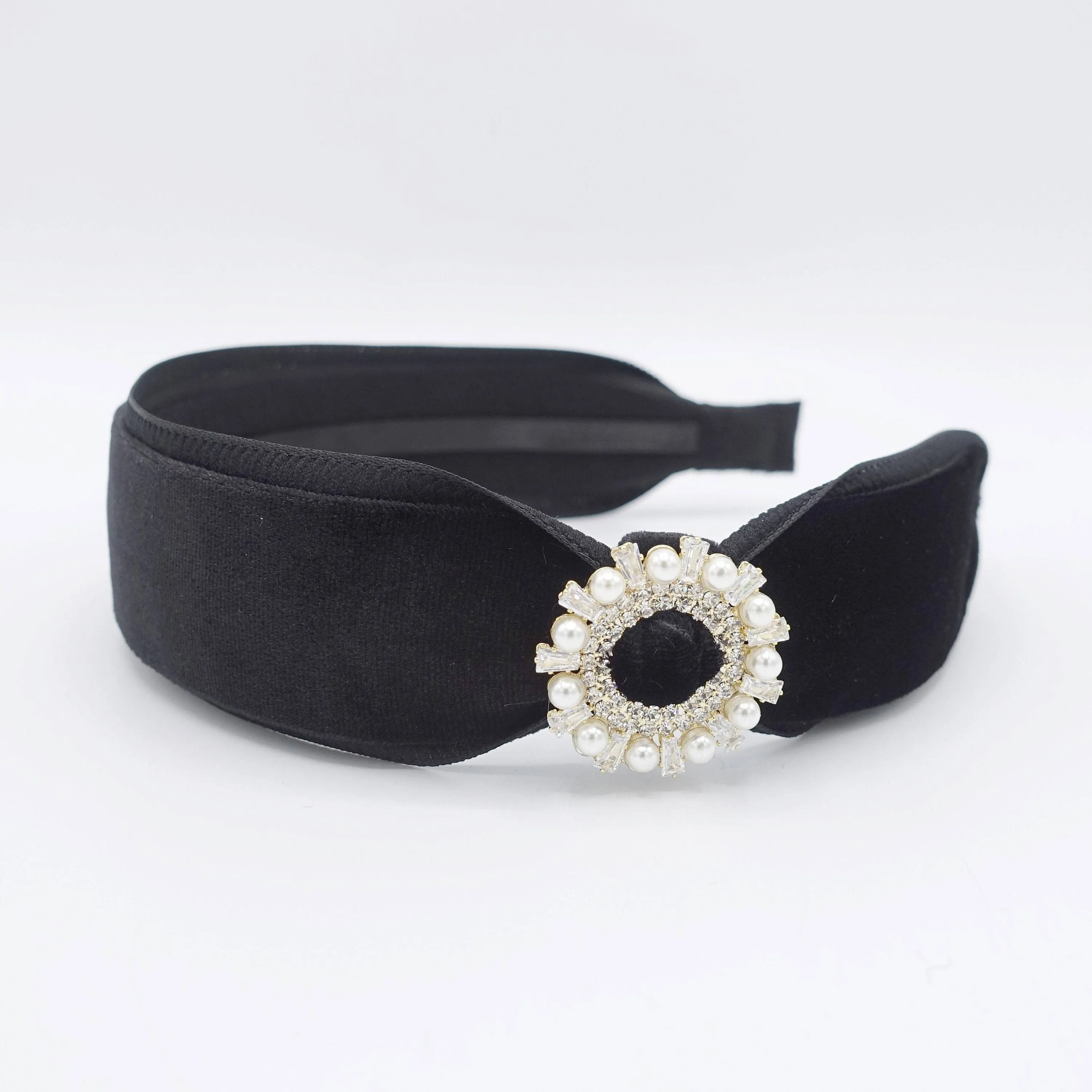 buckle velvet headband rhinestone embellished black hairband for women