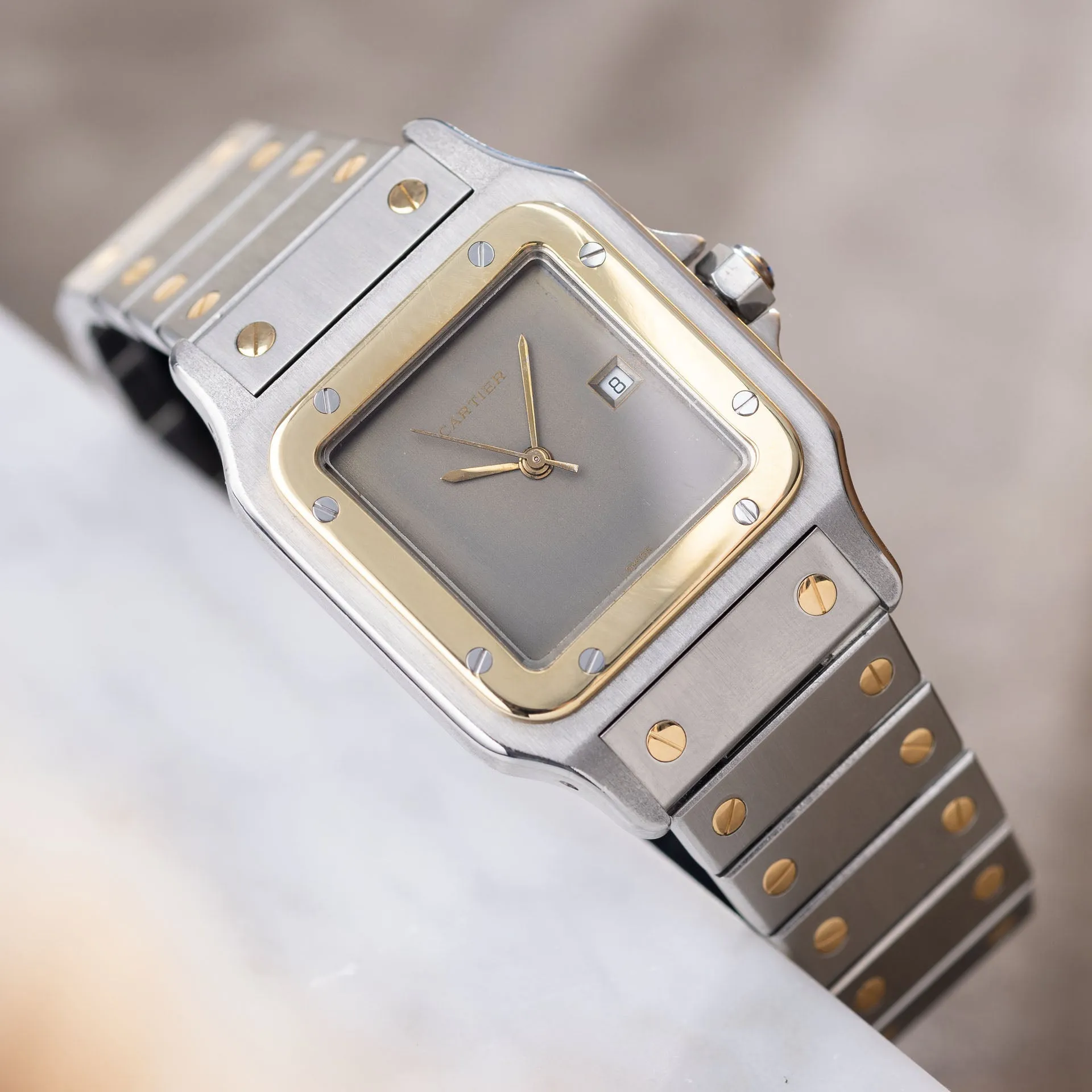 Cartier Santos 2961 Steel and Gold with Slate Grey Dial