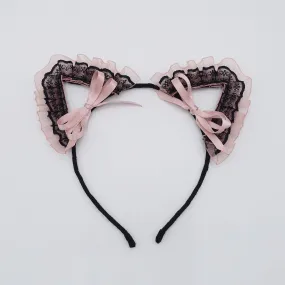 cat ear headband organza lace wrap event headband