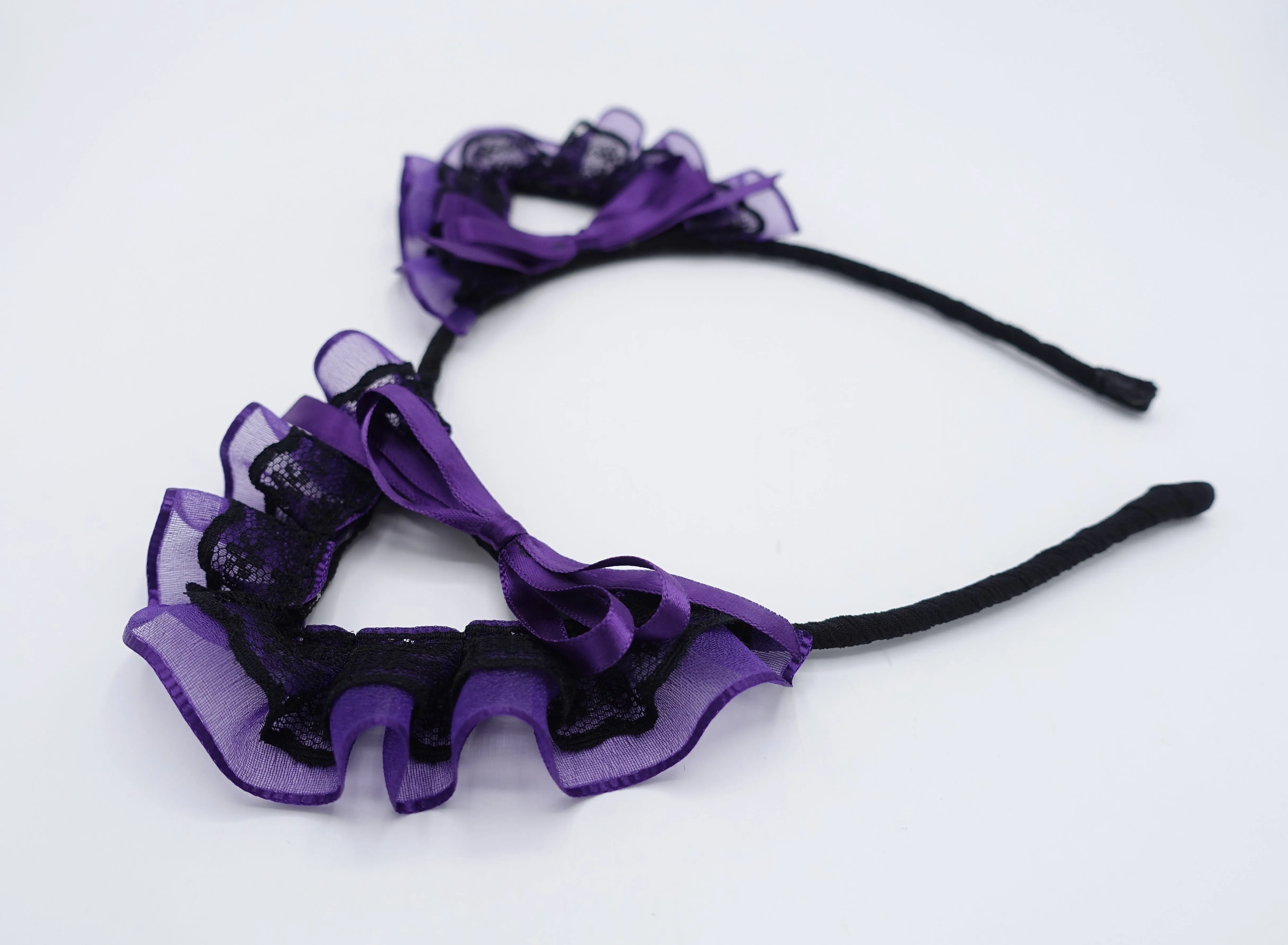 cat ear headband organza lace wrap event headband