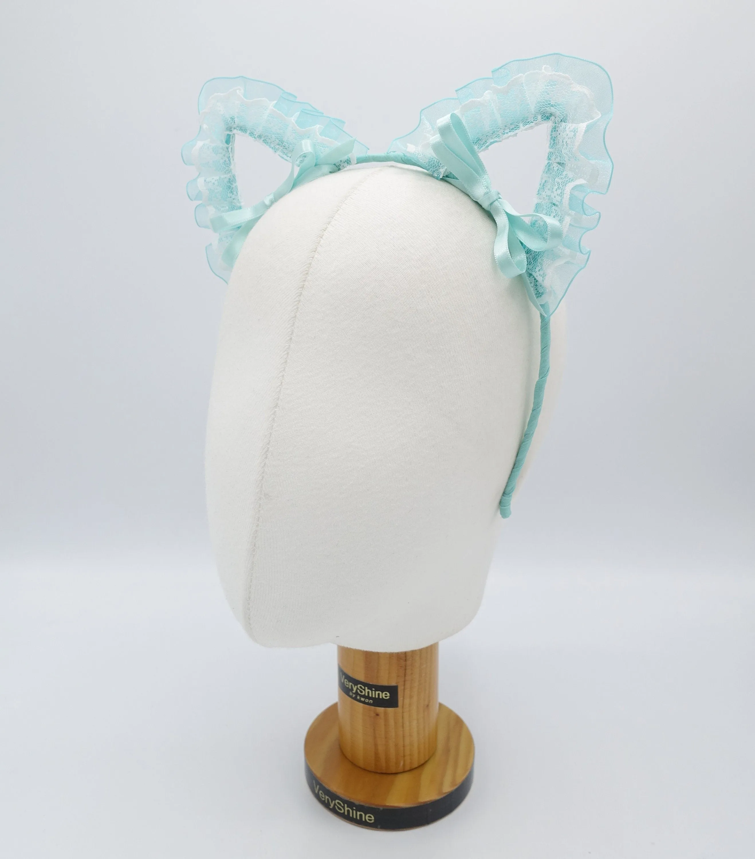 cat ear headband organza lace wrap event headband