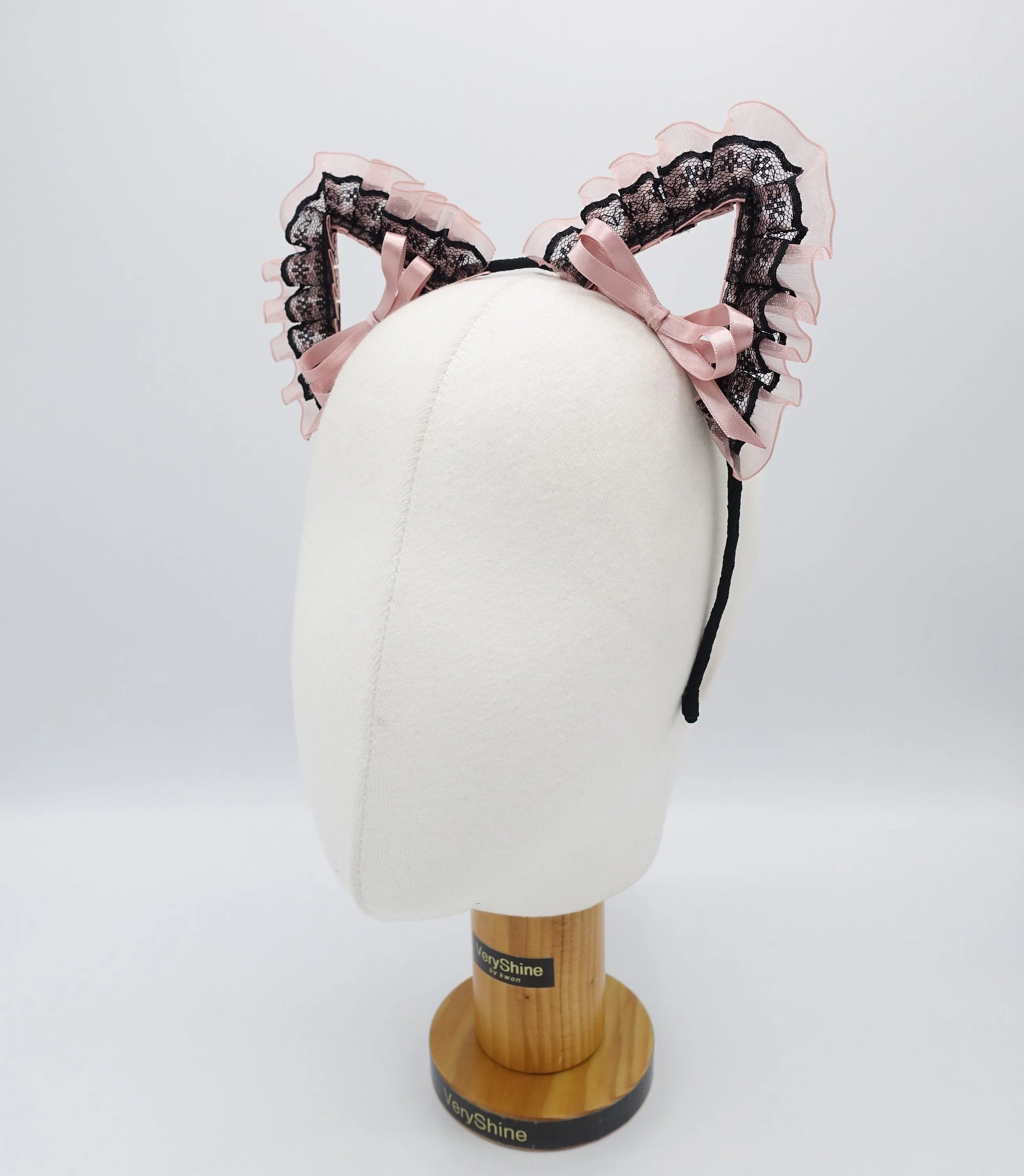 cat ear headband organza lace wrap event headband