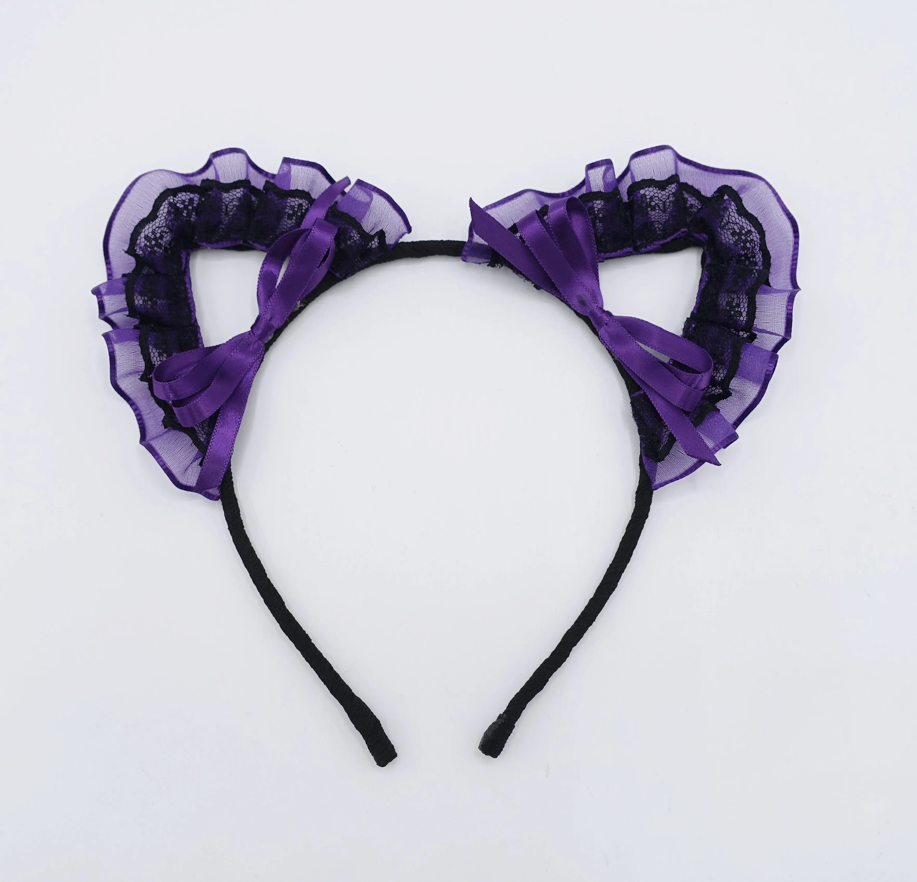 cat ear headband organza lace wrap event headband