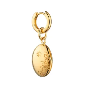 Celestial Locket Single Huggie Earrring - Gold Plated