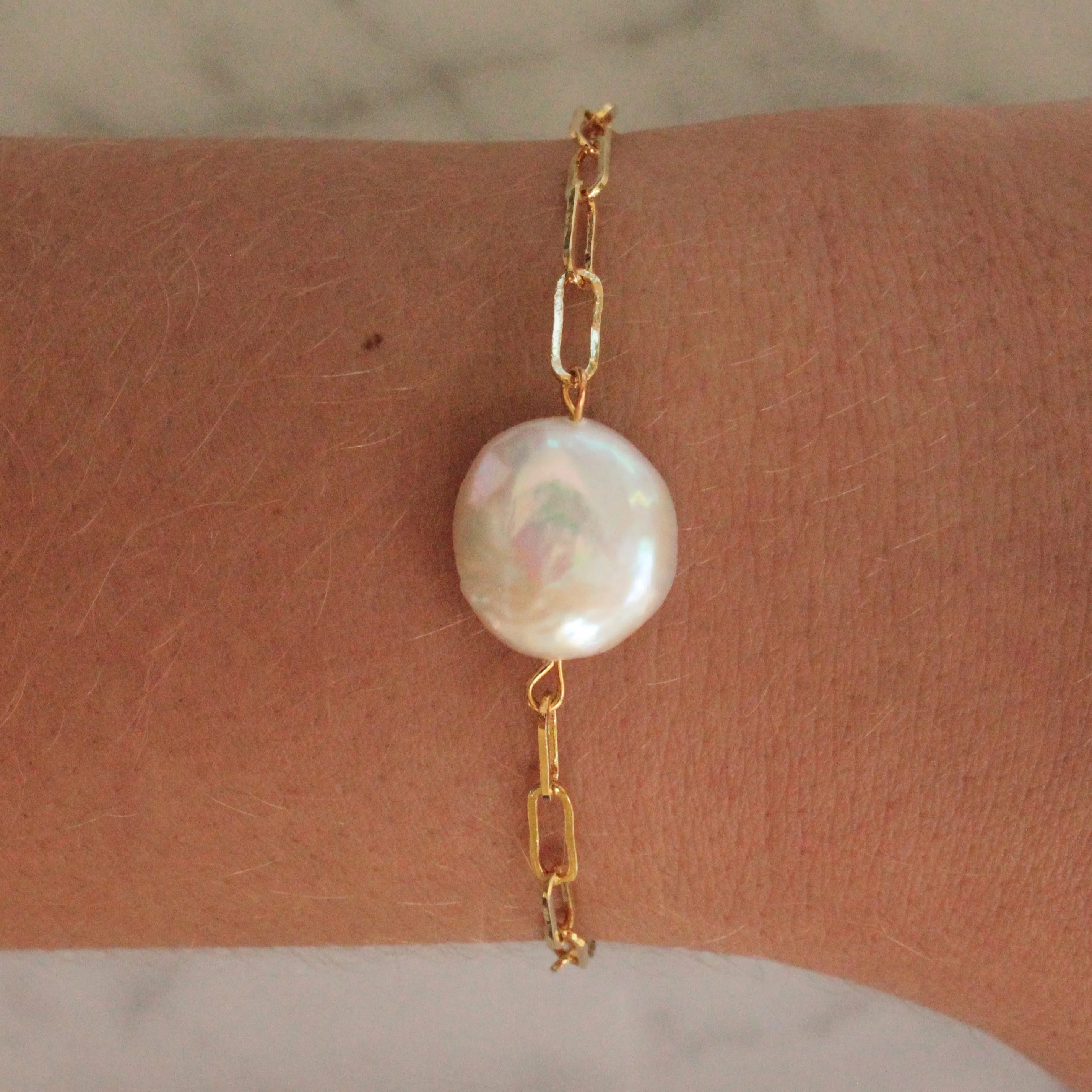 Coin Pearl Clipchain Bracelet