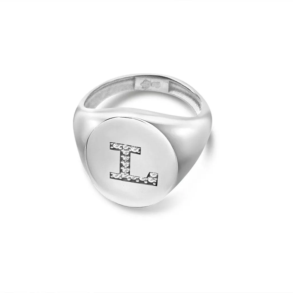 Crystal Signet Initial Ring