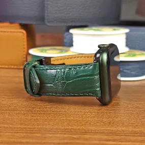 Custom Green Genuine Alligator Leather Apple Watch Band