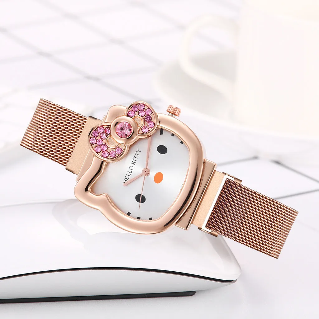 Cute Cartoon Watch Children's Watch Magnet Strap Hello Kitty Boys and Girls Student's Watch