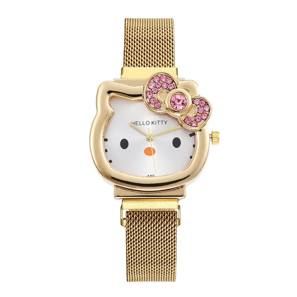 Cute Cartoon Watch Children's Watch Magnet Strap Hello Kitty Boys and Girls Student's Watch