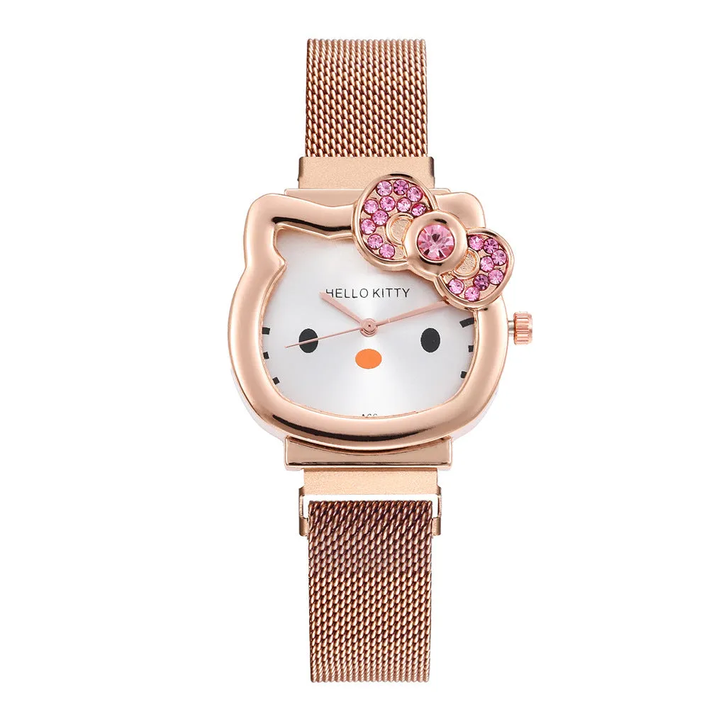 Cute Cartoon Watch Children's Watch Magnet Strap Hello Kitty Boys and Girls Student's Watch