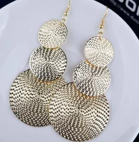 Dangling Basket Weave Circles Earrings in Gold or Silver