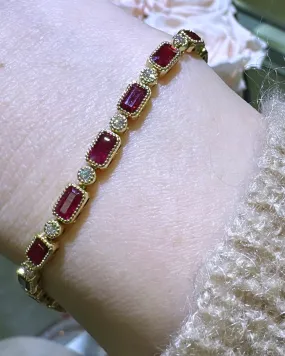 Diamond & Ruby Tennis Statement Bracelet 5.90ct t.w.