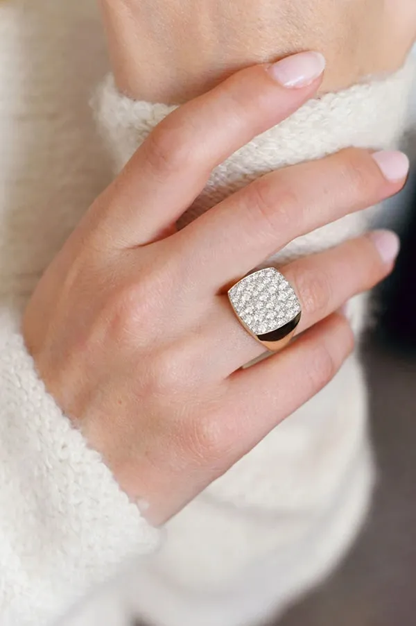 Diamond Cushion Signet Ring