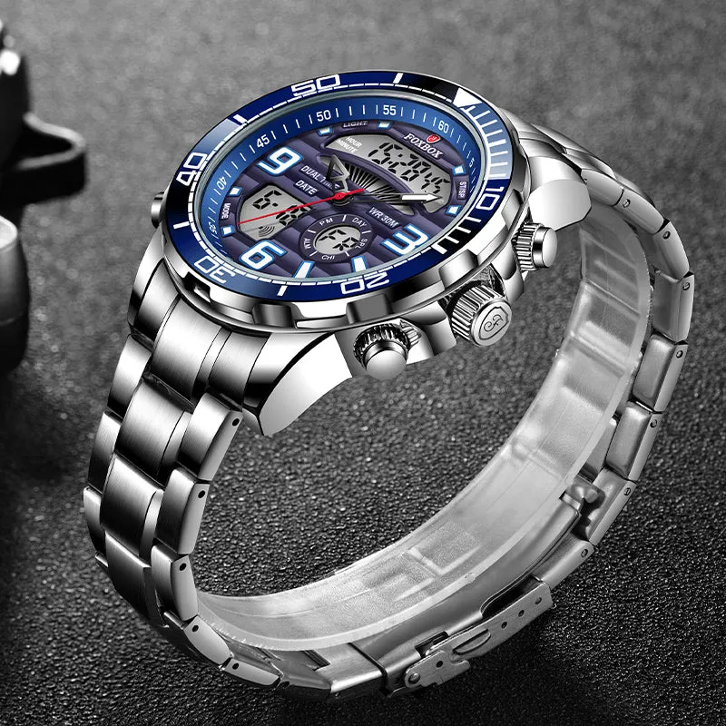 Digital Mens Watches Top Luxury Sport Quartz Wristwatch For Men All Steel Military Waterproof Clock Box