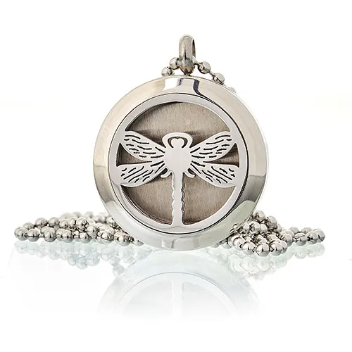 Dragonfly 25mm Aromatherapy Diffuser Necklace | Stainless Steel Locket with 10 Color Pads