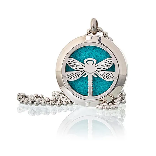 Dragonfly 25mm Aromatherapy Diffuser Necklace | Stainless Steel Locket with 10 Color Pads