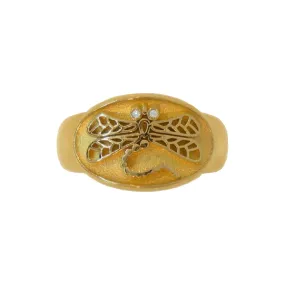 Dragonfly Signet Ring with Diamonds